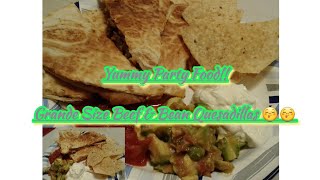 YUMMY PARTY FOOD: GRANDE BEEF AND BEAN QUESADILLAS