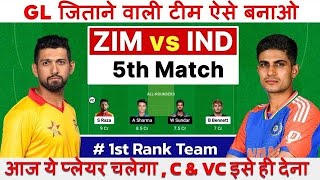 zim vs ind dream11 prediction.zim vs ind 5th t20.ind vs zim dream11 prediction.india vs zimbabwe t20