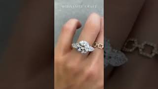 Round Cut Three Stone Style Moissanite Engagement Ring #shesaidyes #ringgoals #dreamring #forever