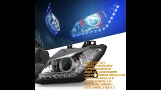 Motorcycle Headlight Angel Eye For Kawasaki NINJA250 300ZX6R HID Projector Headlight  2013-2016