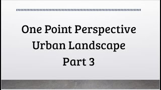 1 Pt Perspective Urban Landscape Part 3: Details