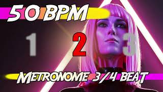 ✅ 50 BPM - 3/4 Metronome 🕰 Ten minutes of click track