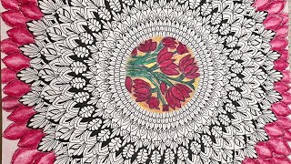 Mesmerizing Mandala Art: Hand-Drawn Floral Design | step by step full tutorial video