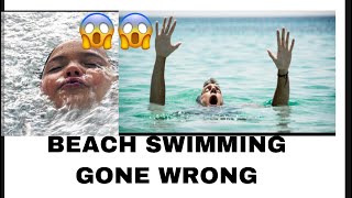 BEACH SWIM GONE WRONG | SCARY MOMENT THEY ALMOST GOT SWEPT AWAY BY THE HIGH WAVES OF THE OCEAN |