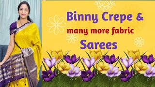 | Binny crape | many more fabric | sarees order WhatsApp 6301119663