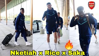 Arsenal Stars Declan Rice Nketiah & Saka arrive at England National Team Camp🔥Saka injury updates