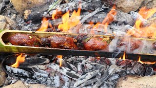 Life in Jungle cooking quail in bamboo tube Traler #Shorts