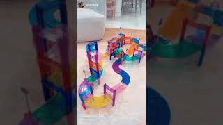 PicassoTiles PicassoToys Big Hit Magnetic Tiles LED Rainbow Race Car Track Family Play Fun Time