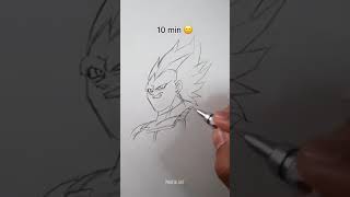 How to Draw Vegeta Ultra Ego in 10sec, 10mins, 10hrs #shorts