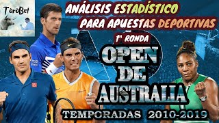 GANAR APUESTAS Deportivas de TENIS. Análisis estadístico de la 1ª RONDA OPEN DE AUSTRALIA 2010-2019.