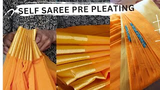 saree pre pleating in Tamil/self saree pre pleating & box folding method/How to pre pleat a saree