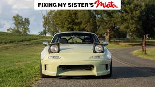 FIXING MY SISTERS DREAM MIATA | Part 9 - JDM Hardtop, Headers/Exhaust, Rollbar!