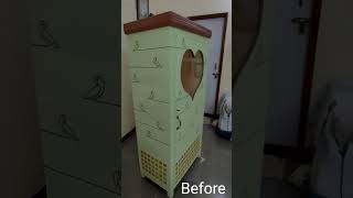 Old cupboard makeover #oldfurnituremakeover #acrylicpainting #art  #bestoutofwaste #cupboardpainting