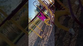 First Time EVER on the Monkey Bars, will she fall?