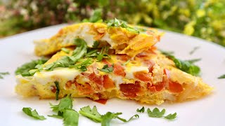 Омлет с помидорами . Вкуснейший завтрак за считанные минуты / Omelet with tomatoes . Eng sub