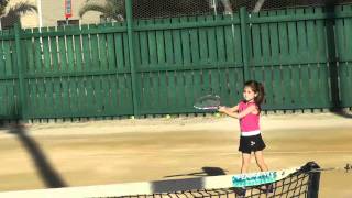 Little Girl playing TENNIS - at 3, 4, 5 and 6 years of age - growing tennis star!