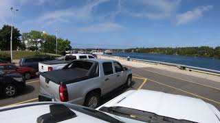 Waiting in Line to Board the Chi-Cheemaun Ferry from Tobermory, Ontario, Canada