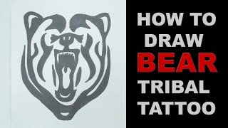 How to draw bear head tribal tattoo design  |   Ep. 128