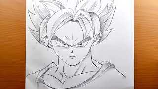 Como desenhar Goku Super Saiyan azul || Ideias fáceis de desenho  || desenho  anime com lápis