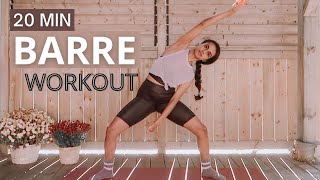 20 MIN BARRE WORKOUT | BEGINNER FULL BODY Cardio + Toning || No Equipment