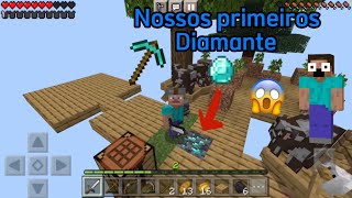 Nossos primeiros diamante no Minecraft😱 1 bloco série #3