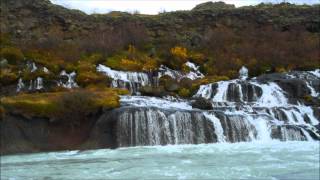 Cascadas Hraunfossar y Barnafoss, ISLANDIA — Hraunfossar and Barnafoss waterfalls, ICELAND