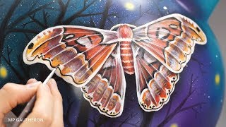 How to paint a butterfly  - Giant Atlas Moth - MPGAUTHERON