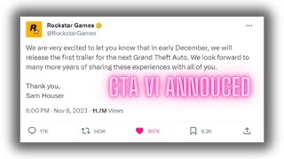 GTA 6 OFFICIAL TRAILER ANNOUCEMENT OFFICIALLY BY *ROCKSTAR*