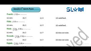 Mr.Eslam Sayed H.W. Sec.2 "Limits Part 2" Calculus (Pure Maths)