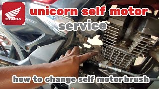 honda unicorn self motor service how to change self motor brush