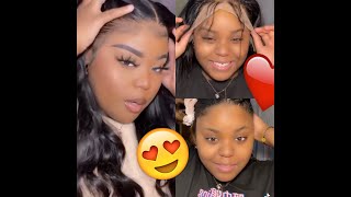 Easy & Quick Headband Wig Install!😋 She Wore Our 20Inch Deep Wave Wig | No Glue