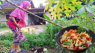 Aktivitas Pagi Hari Di Desa, Memasak Tumis Jamur Dan Tahu putih Yang Sangat Nikmat