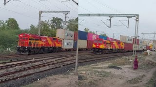 😯😯 Two Double Stack Container Train Standing Together At Viramgam Junction#indianrailways