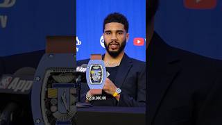 Jason Tatum wears a Richard Mille 07-01 to the NBA Finals postgame interview