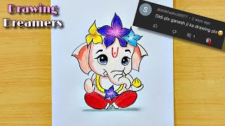 Lord Ganesh drawing easy || How to draw lord Ganesha || Color Drawing Easy