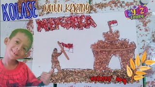 Membuat Kolase daun kering bertemakan Hari Pahlawan || How to make collage from dry leaves