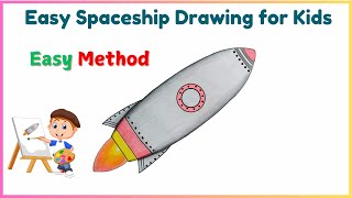 Easy Spaceship Drawing for Kids - Step-by-Step Tutorial for Beginners