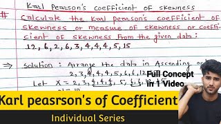 Karl Pearson's Coefficient of Skewness for individual Series ||B.Tech || Business Statistics || NEB