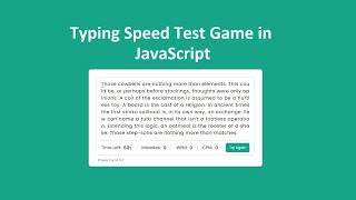 JavaScript Typing Game (Test How Fast Can You Type)