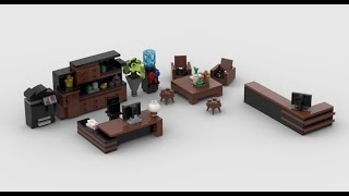 Office wood style interior design Lego MOC