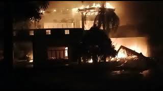 Sri Lankan PM Mahinda Rajapaksa resigned earlier today. And this is his house tonight in Kurunegala.