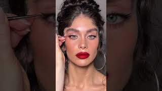 Soft Makeup focusing on Red lipstick 💄 مكياج ناعم مع التركيز على أحمر الشفاه🍒😍 #red #makeup #beauty