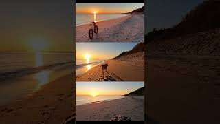 Fatbike Beach Ride ~ chasing Maple dog down the beach in the early morning sun 🌞