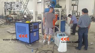 PE PP pulverizer machine PE granules recycling machine with vacuum loader and water chiller