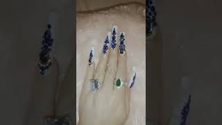 Fabulous Bling Blue Handmade Nails by Me #nails #blingnails #fyp #fabulous