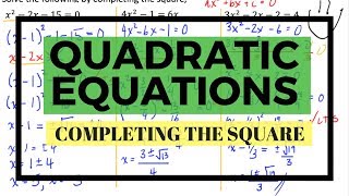 ❖ Quadratic Equations - Completing the Square ❖