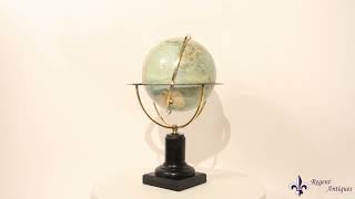 Antique Metrique Library Globe on Stand by G. Thomas, Paris Early 20th Century