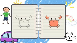 [Draw with me] Easy to draw a cute crab #cutedraws