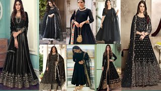 🖤 Black Anarkali sute #2023 Trendy And stunning Black Anarkali sute Anarkali Gwon@KzingCreations