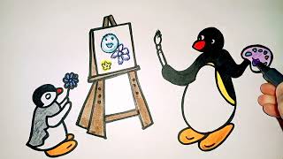 Rainbow friends & Pingu  Drawing And Colouring|| AwesomeDrawingClips|| Drawing And Painting||ArtWork